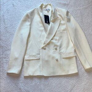 Fashion Nova Ivory Double-Breasted Blazer
